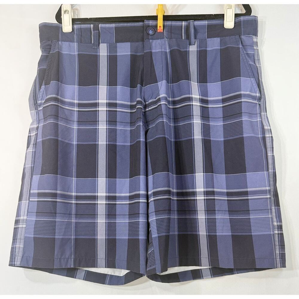 OP Flex Golf Shorts Mens 38 Blue Plaid 4-Way Stretch Performance Casual